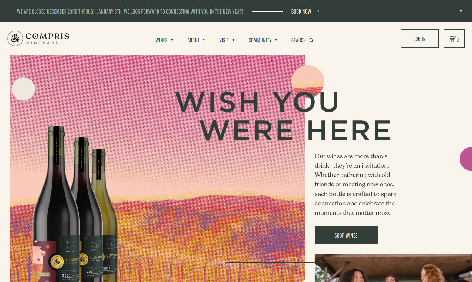 Screenshot of the Compris Vineyard website.