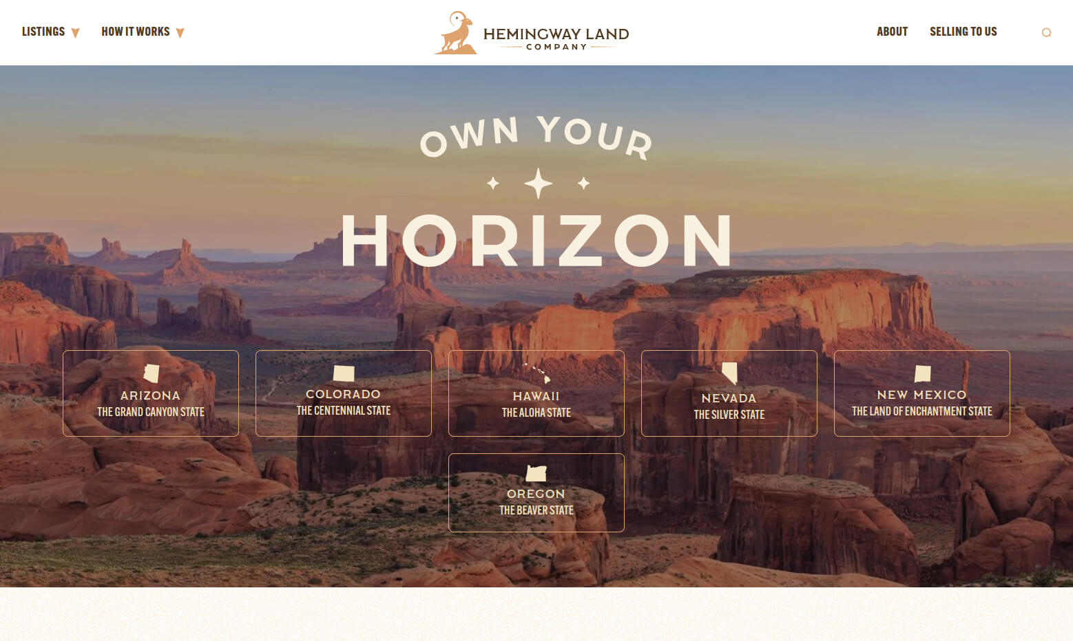 Screenshot of the Hemingway Land Company website.