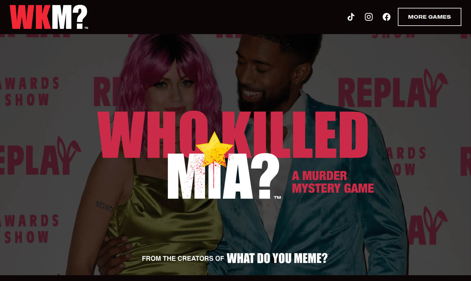 Screenshot of the Who Killed Mia? website.